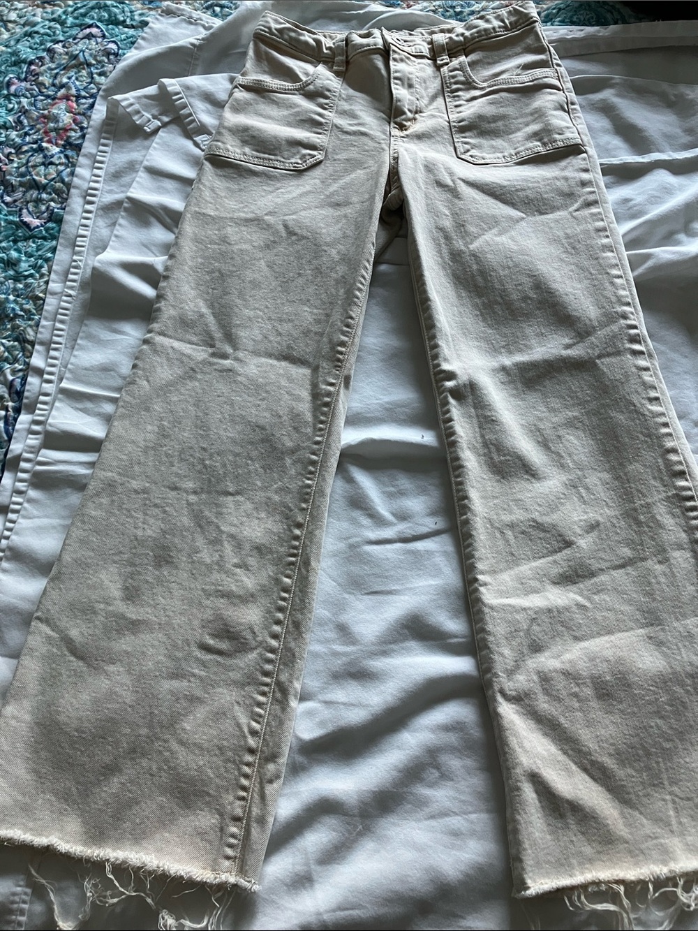 art class Cream Wide-Leg Kids Jeans with Raw Hem